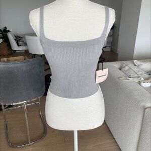 Superdown Gray Ribbed Wrap Crop Tank Top | Tie Back | Size S (NWT)